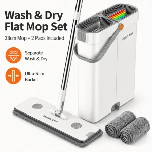 Joybos Ultra-Slim Flat Mop and Bucket System