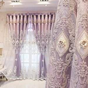 1PC Curtains,Luxury vintage-style embroidered curtains